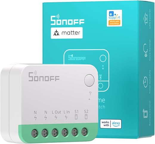 SONOFF Matter Smart Switch, MINIR4M Wi-Fi Smart Switch, 10A 2400W, Zero and Fire Wires
