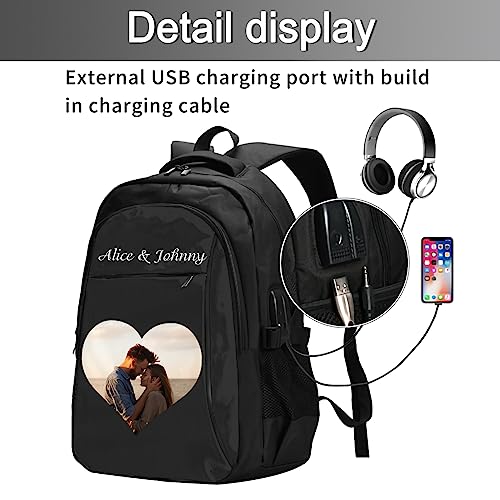 Custom Travel Laptop Backpack Personalized Name bags with Photo Customized Computer USB Bags for Women Men Black4