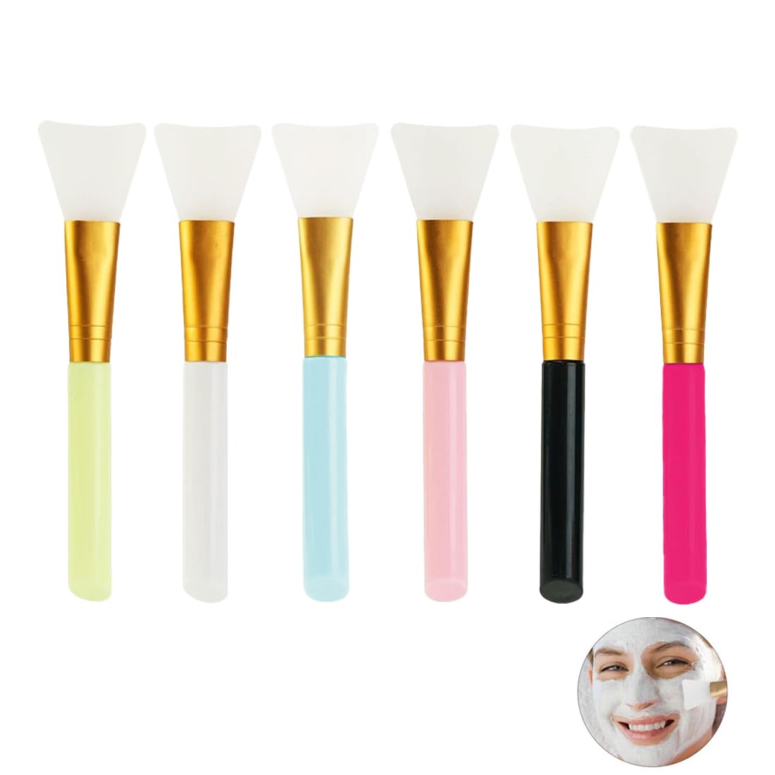 6 PCS Pennello Maschera Silicone, Professionale Pennello Maschera, Pennello Maschera, Maschera Strumento di Bellezza Morbido Pennelli per Maschera Occhi DIY