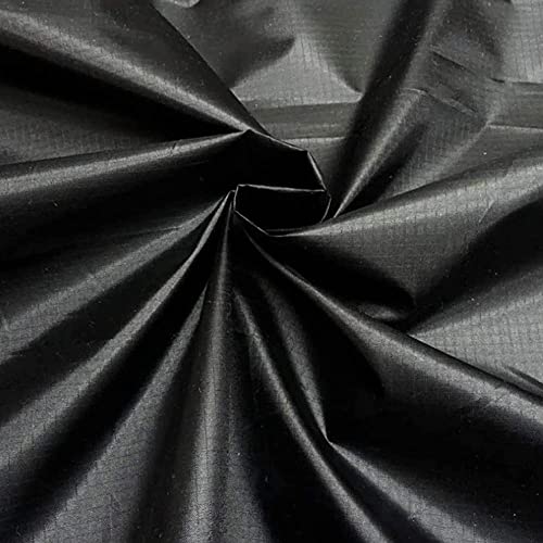 Ripstop Water Repellent Polyester Fabric 60" Wide 150cm (Per Metre) (Black)