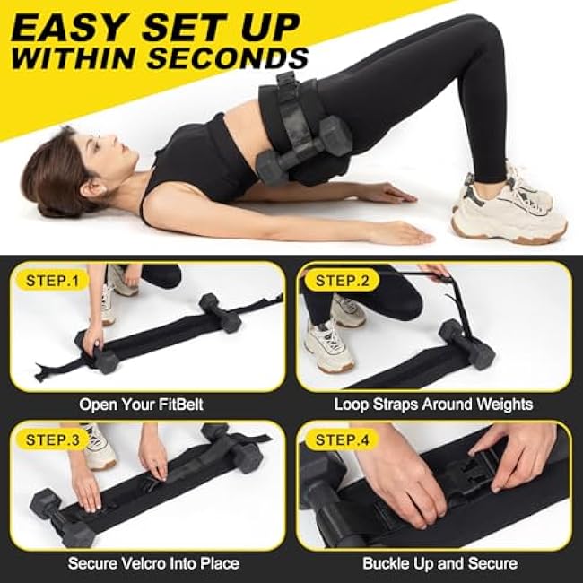 Hip Thrust Belt for Dumbbells, Booty Belt for Hip Thrust, Heavy Duty Adjustable Straps and Slip-Resistant Padding with Quick Side Release Buckles