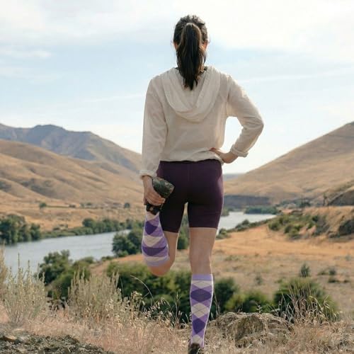 Image of Couver Women's Argyle Knee High Socks - Soft Acrylic Over the Calf Tube Style Socks for Casual Athletic - One Size