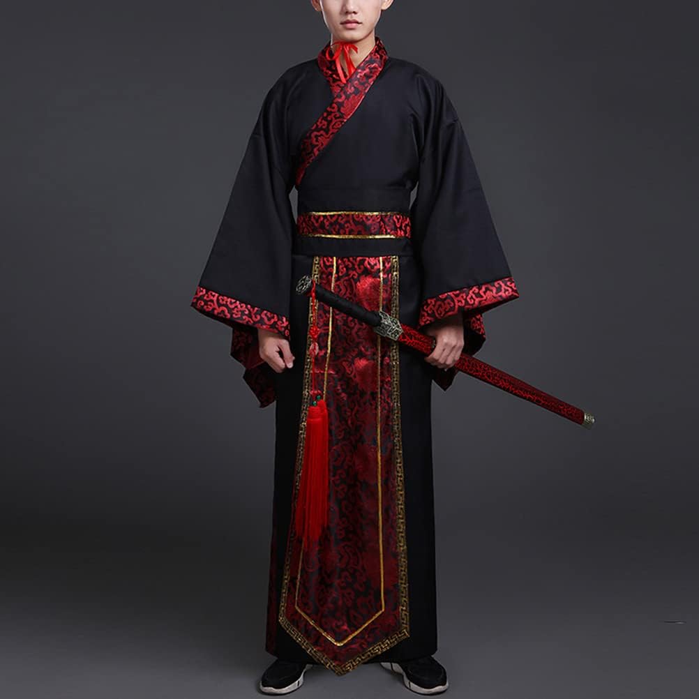 Generic Chinese Hanfu Costume Ancient Qin Han Dynasty Traditional Scholar Long Robe Swordsman Cosplay Outfit