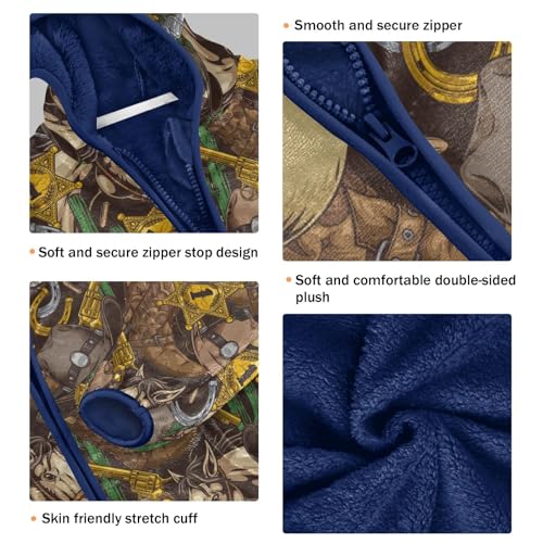 Cowboy Rode Girls Fleece Jacket Girls Fall Jacket Girls Zip Up Hoodie Girls Sherpa Jacket 2-10T3