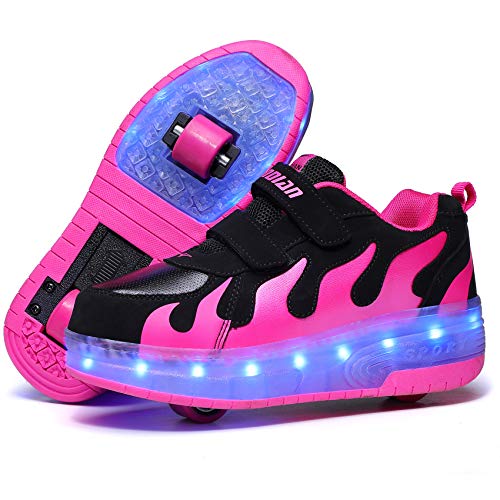 Unisexe Enfants LED Lumineuse Chaussures à roulettes Retractable Patins à roulettes de Skateboard Outdoor Gymnastique Detachable Baskets Mode Roller Garçon Fille Creative Cadeau