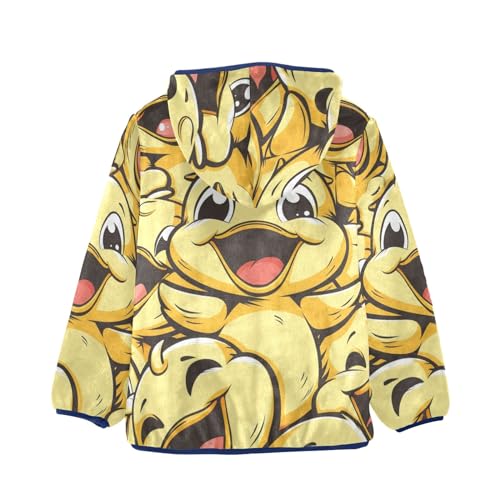 Boys Girls Fleece Jacket Cartoon Happy Yellow Ducks Kids Warm Hooded Outwear Coat2