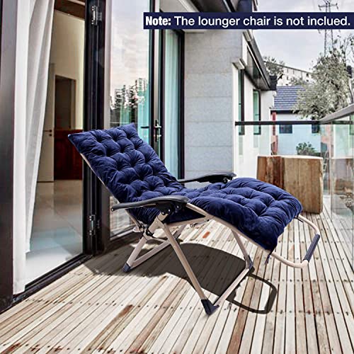 Campmoon Zero Gravity Lounge Chair Cushion For Outdoor Furniture, Thick Comfortable Reclining Lounge Portable Chaise Cushion Pads 65 Inches For Patio, Navy Blue #TOP2