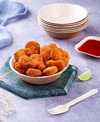 Foogo Green BORO025-50 Disposable Palm Leaf Bowls, 10.5 Oz, Round 6" thumb #5