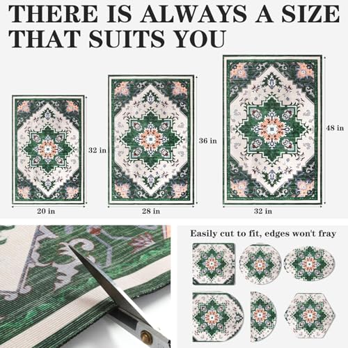Image of EXPAWLORER Cat Litter Mat, 20 inchx32 inch Small Non-Slip Urine Waterproof Litter Trapping Mat Easy to Clean Washable Litter Box Mat for Floor Soft on Kitty Paws, Indoor Food Mats Rug Pads for Bathroom Green