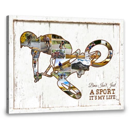 Personalized BMX Cycle Photo Collage Canvas, Bmx Cycle Lover Gift, BMX Bike Photo Custom Gift For...