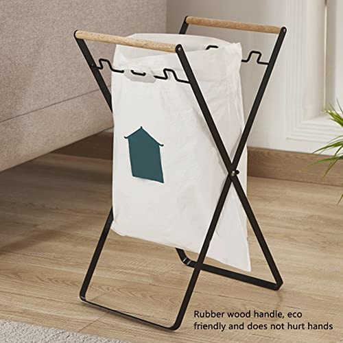 Faltbarer Müllsackständer, Müllsackhalter, Gummi-Holzgriff, Eisenständer, Zusammenklappbarer Kunststoff-Recyclingsackhalter für Den Innen- und Außenbereich(Schwarz) - Image 7