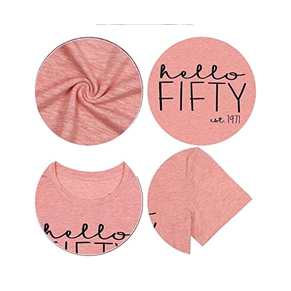 50th Birthday Gift Shirts for Women Hello Fifty Letter Print Retro T Shirt Birthday Party Short Sleeve Tee Tops