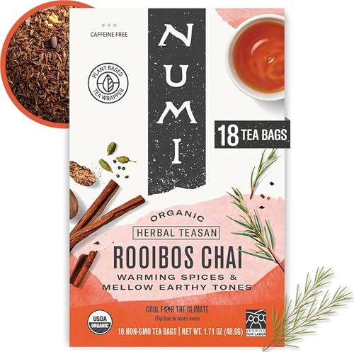Image of Numi Organic Rooibos Chai Tea, 18 Herbal Tea Bags, Caffeine Free