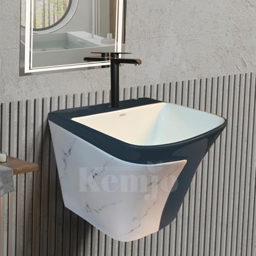 Image of Wall Mounted Wash Basin for Bathroom | Wall Hung Wash Basin /Sink (15.35 x 16.14 x 13 Inch, SFKOP - 216)