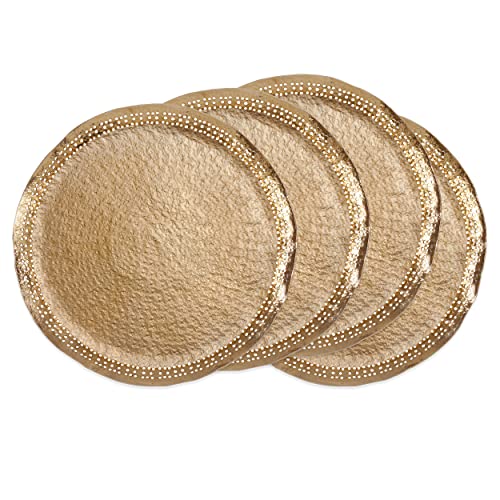 Platos Decorativos Redondos de Aluminio Dorado 14" Pack 4 miniatura 1