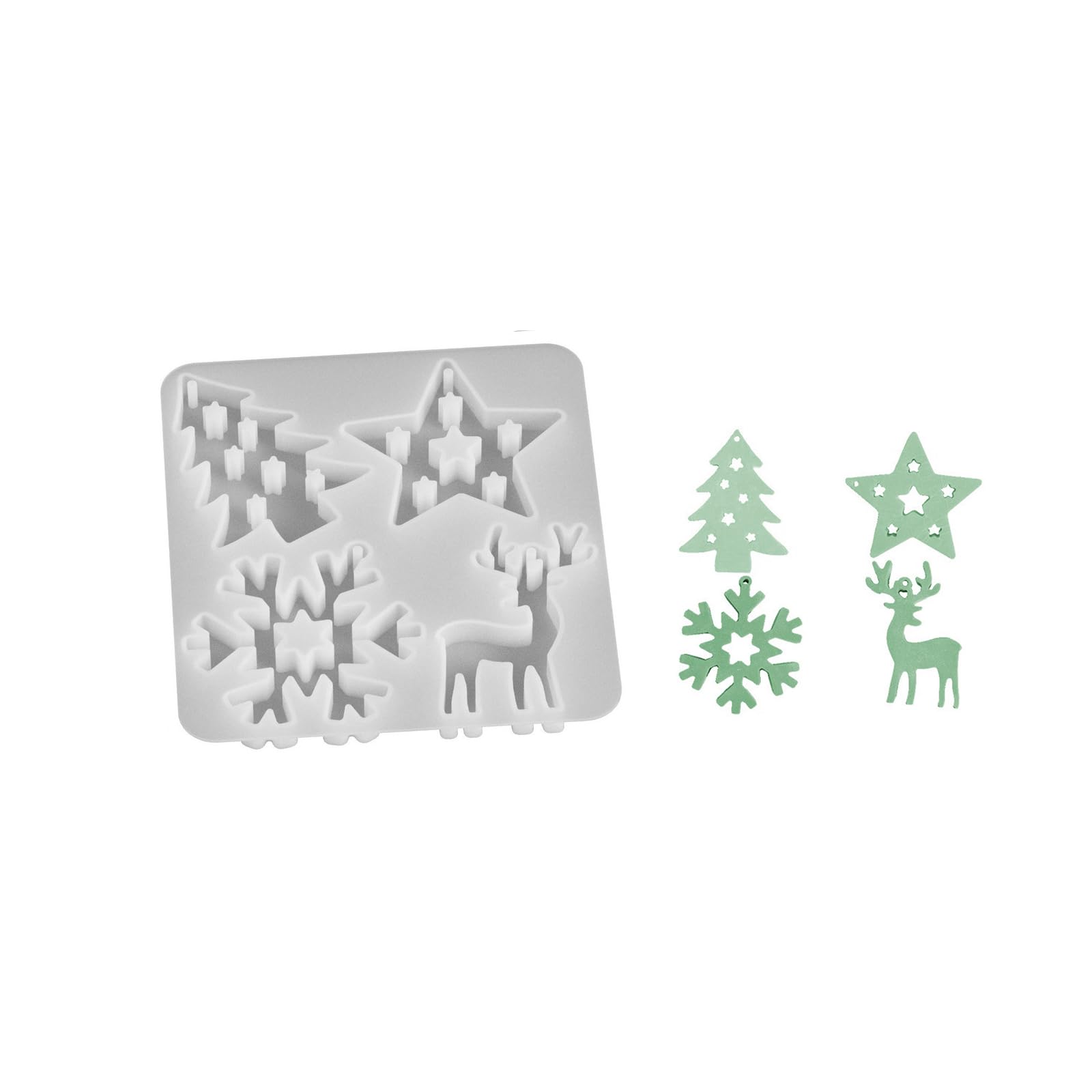 Msioytog Food-Safe Silicone Christmas Mold with Snowflake & Ornament Crafting Templates Christmas Pendants Set