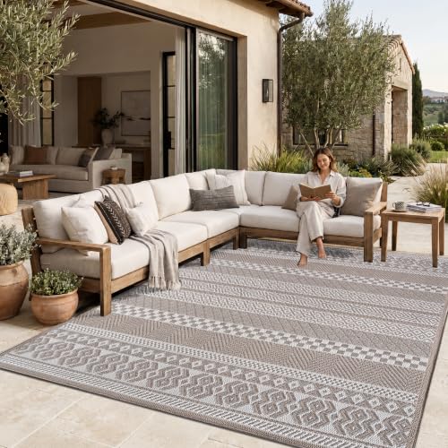Tapis beige motif ethnique boho moderne résistant à l'eau - 4