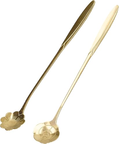 Miniatura 4 de Cuchara agitadora, 4PCS cuchara mezcladora de flores en forma de corazón cuchara de café de acero inoxidable cuchara de desierto cuchara de té