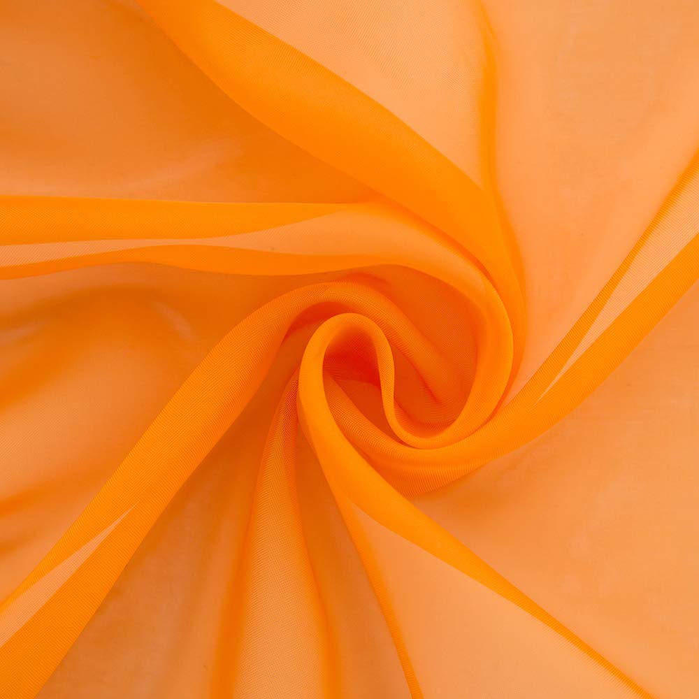 MIULEE 2 Panneaux Rideaux Transparents Fenêtre 140x225cm Orange | Rideaux transparents unis pour fenêtre, tissu lisse élégant adapté au salon et chambre