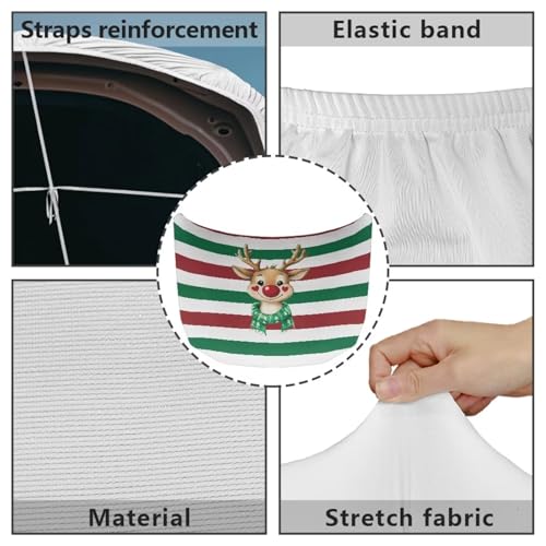 Image of Christmas Deer Car Hood Cover Polyester Elastic Fabric Protector for Car Hood Removable Automotive Accessories for Most Automotive Christmas Decoration and Gifts