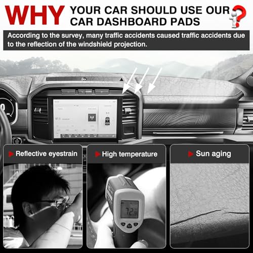 Image of Autorder Dashboard Cover Mat for 2021-2025 2026 Ford F150 F-150 Hybrid Accessories Dash Cover Upgrade Velvet Dash Mat Sunshade Glare UV Rays Protector (Only fit for 12-inch Touchscreen)