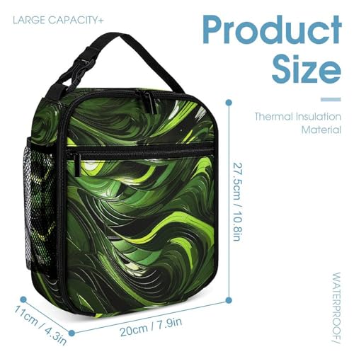 Abstract Green Snake Backpack Set Lightweight Bag Lunch Box Pencil Bags for Women Men Bookbags 3 in 14