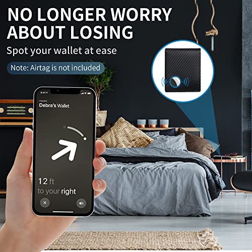 Image of Swallowmall AirTag Wallet Mens RFID Blocking Genuine Leather Bifold Men's Wallet For air tag with 1 ID Window 13 Card Holders BlackStripe(Airtag Not included)