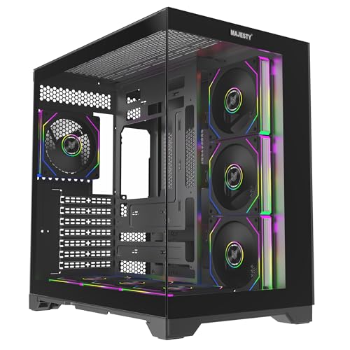 Majesty Mid Tower Galaxy Case | 7 Pre-Installed 120mm Infinity ARGB Fans for Efficient Airflow | ATX Support | 360mm Water Cooler Support | Type-C & 2x USB 3.0 Ports | Back-Connect Design | Black
