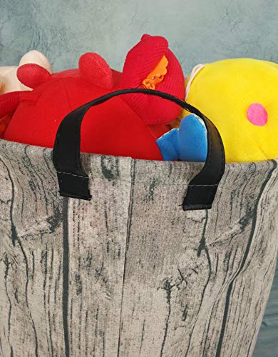 Image of Kids Laundry Hamper Clothes Gift Basket Storage Laundry Baskets Organizer Bin with Handles for Nursery Room (Tree Stump)