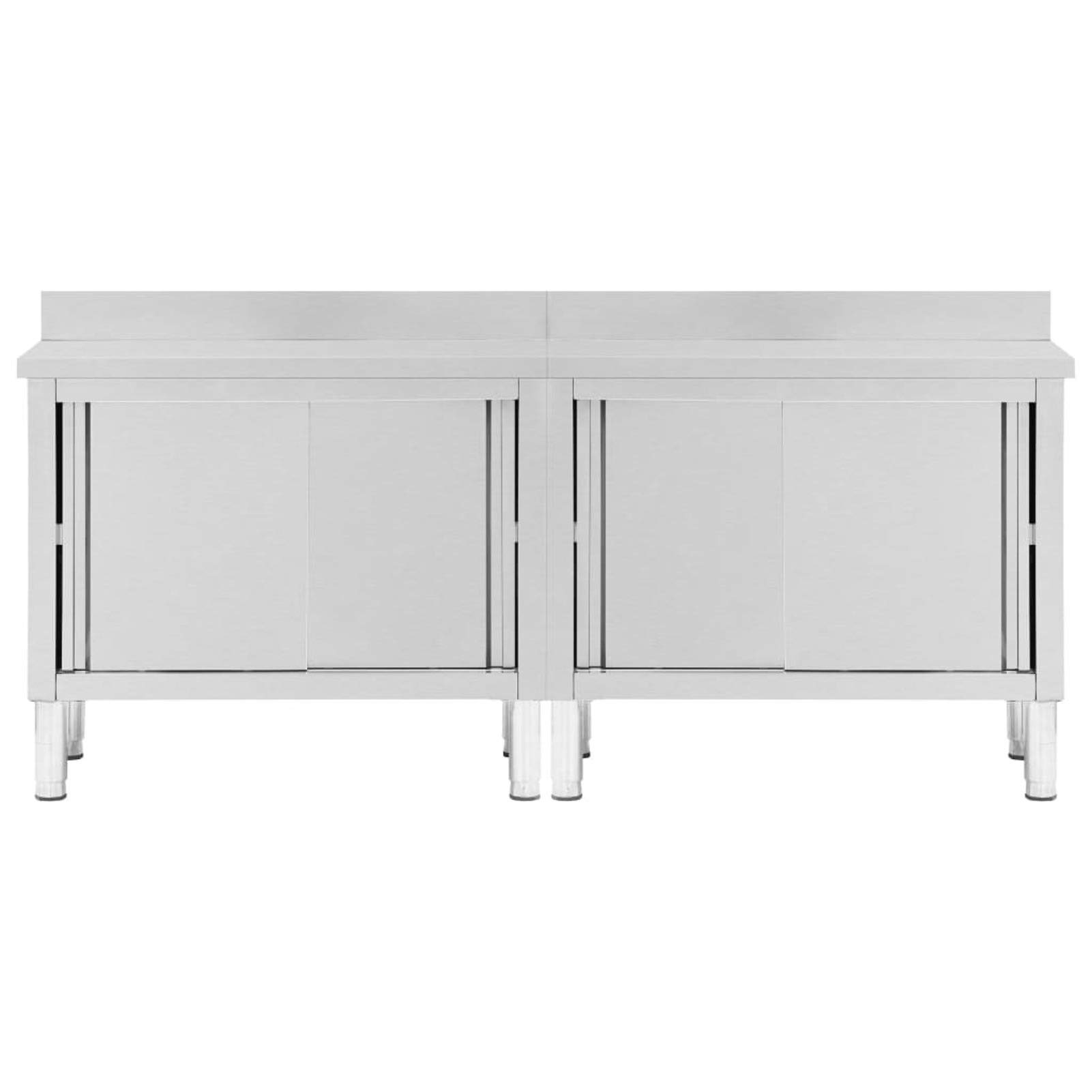 Mesas Trabajo Puertas correderas 2 uds, Mesa De Cocina Comercial, Repisa Acero Inoxidable Cocina, Mesa Acero Inoxidable, Acero 200x50x(95-97) cm