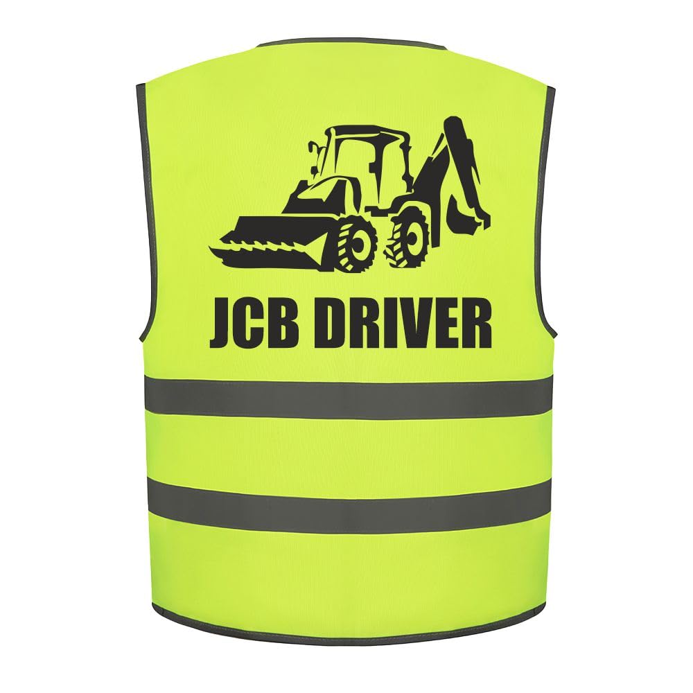 Brook Hi Vis JCB Digger Driver Kids Hi Vis Vest Children's High Visibility Reflective Safety Waistcoat Construction Builder, Add child's name to the front, Personalised