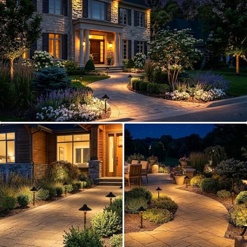 Image of SUNVIE Low Voltage Pathway Lights 12V LED Landscape Path Lights 3000K Outdoor Waterproof Landscape Lighting 3W Aluminum Low Voltage Landscape Lights for Walkway Yard Garden ETL Listed Cord, 4 Pack