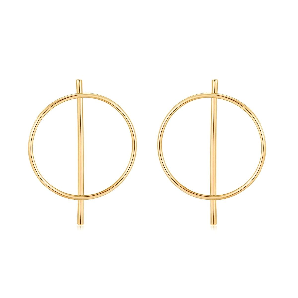 MARLION JEWELSPendientes de Acero Inoxidable 316L Elegante Aro Dividido por Línea, Diseño Minimalista para Mujer. Pendientes de Acero Quirúrgico con Baño en Plata u Oro 18K. Regalo Cumpleaños Joyas para mujer