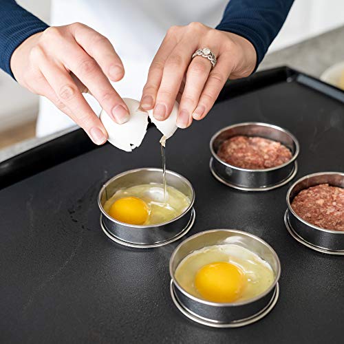 Oleex English Muffin Ring Set! 6 Muffin Rings With Dough Scraper! Multipurpose Stainless Steel Ring Set. Circle Egg Ring, Cooking Rings, Pancake, Crumpet Rings, Brioche Molds, Tart Ring. #TOP2