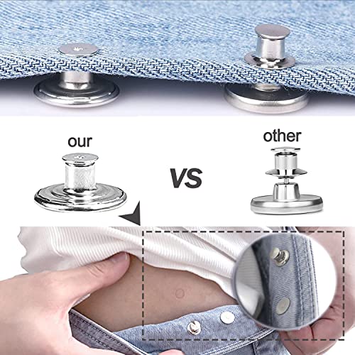 32 Sets Jeans Buttons Replacement, 17 Mm And 20Mm No-Sew Removable Metal Buttons Replacement Repair Combo Thread Rivets And Screwdrivers In Storage Box, Women And Men's Jeans Clothing Supplies #TOP4