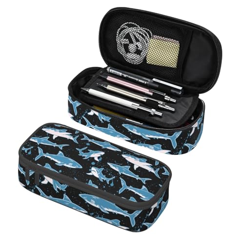 Image of Shark Pencil Case Aesthetic Large Capacity Pen Pouch | Storage Bag with Compartments for Travel School Office Organizer