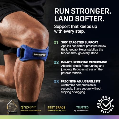 Image of Modvel Knee Strap Patella Tendon Support Brace Band, One Size, 2-Pack | Adjustable patellar tendon support strap reduces pressure on the patella; works as a knee strap, patella band and brace