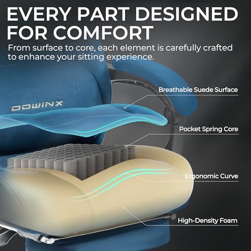 Sedia da gaming ergonomica con cuscino massaggiante lombare, poggiatesta regolabile in altezza, imbottitura spessa, poggiapiedi estensibile, braccioli regolabili, microfibra in velluto - Sedia gaming - Immagine 3