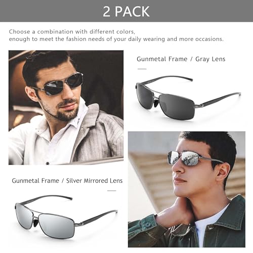 Image of SUNGAIT UV protection Ultra Lightweight Rectangular Polarized Sunglasses