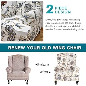 Krfoonnwingbackchaircoverslipcovers2piecestretchwingchaircoversspandexsofaarmchairnonslipfurnitureprotectorforlivingroomcolor01 Urban Country Home Decor Krfoonn wingback chair cover slipcovers 2 piece stretch wing chair covers spandex sofaarmchair non slip furniture protector for living room color01 urban country home decor
