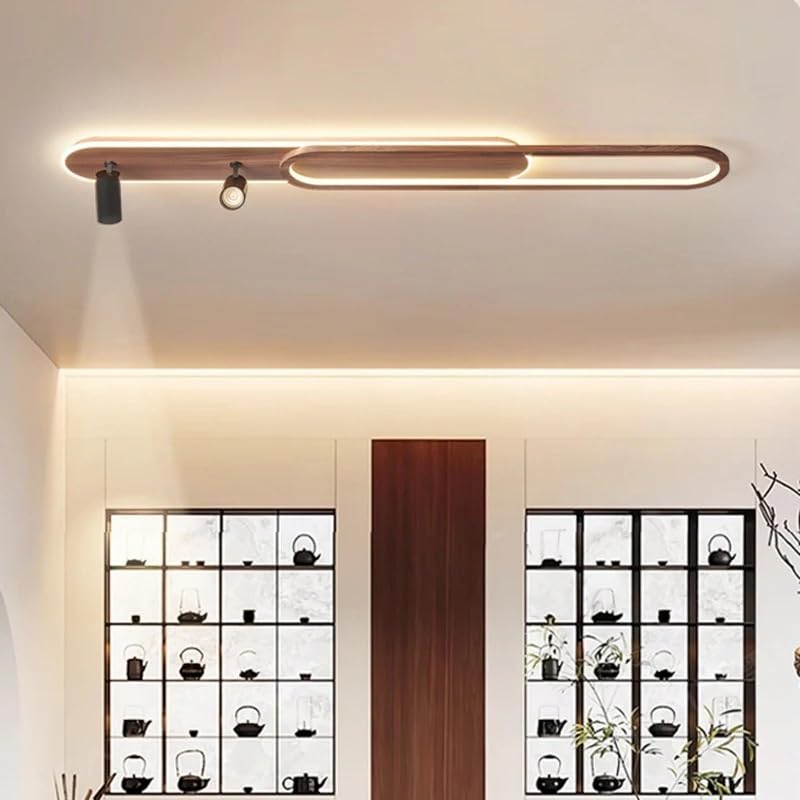 Plafonniers d'entrée simples style noyer avec technologie LED intégrée 100cm