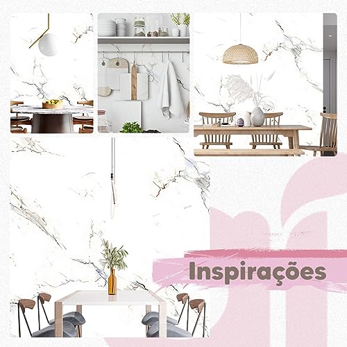 Papel de Parede Adesivo Marmorizado Branco Lávavel Carrara Vinílico Lambe lambe 3m
