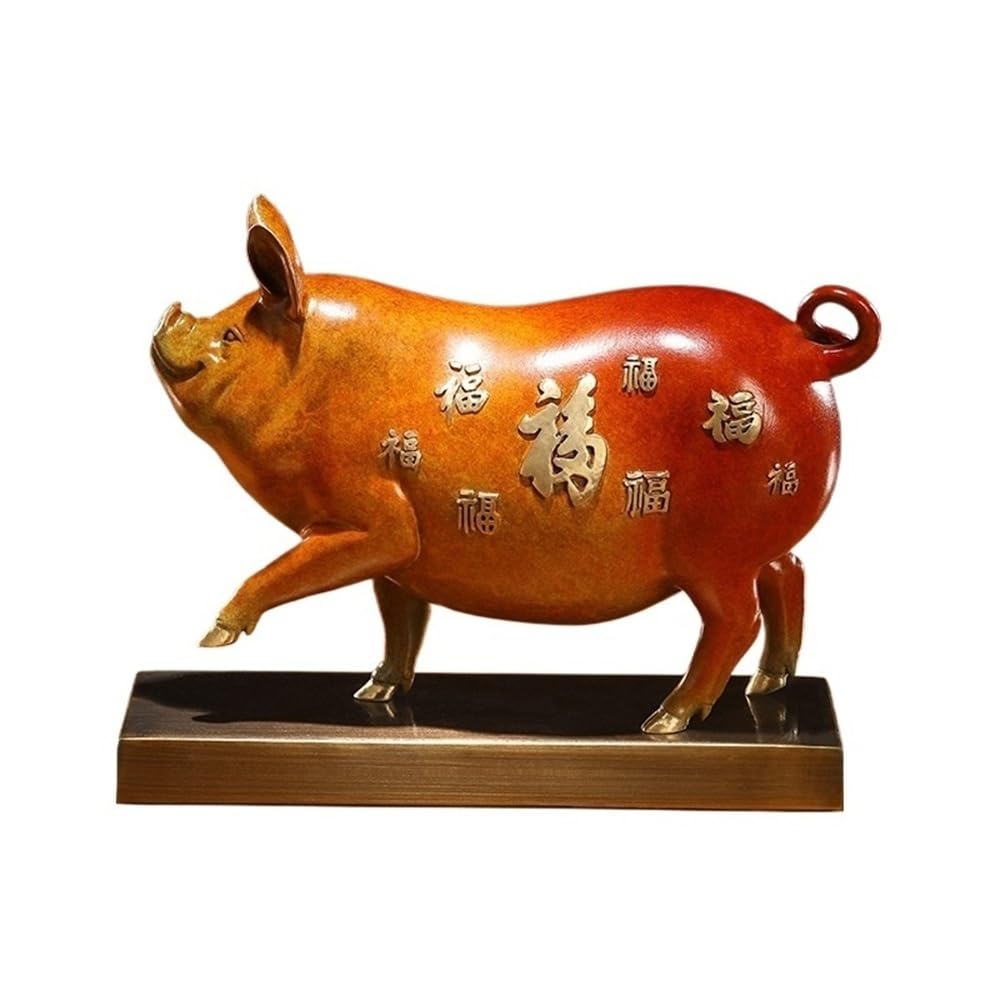 AFGFGHES Statue Copper Desktop Pig Ornaments Home Living Room Office Handmade Statue Study Decoration Crafts Bronze Sculpture Brass Figurine
