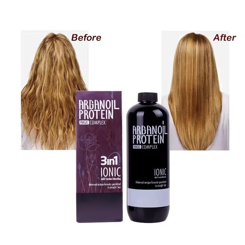 DELOFIL Professional Protein Hair Treatment 3 in 1 Straightens, Frizzy, Curly Hair, Long Lasting, Natural Ingredients Argan Oil, Ionic Rebonding Formula, Deep Nourishing Salon Quality Care 800ml