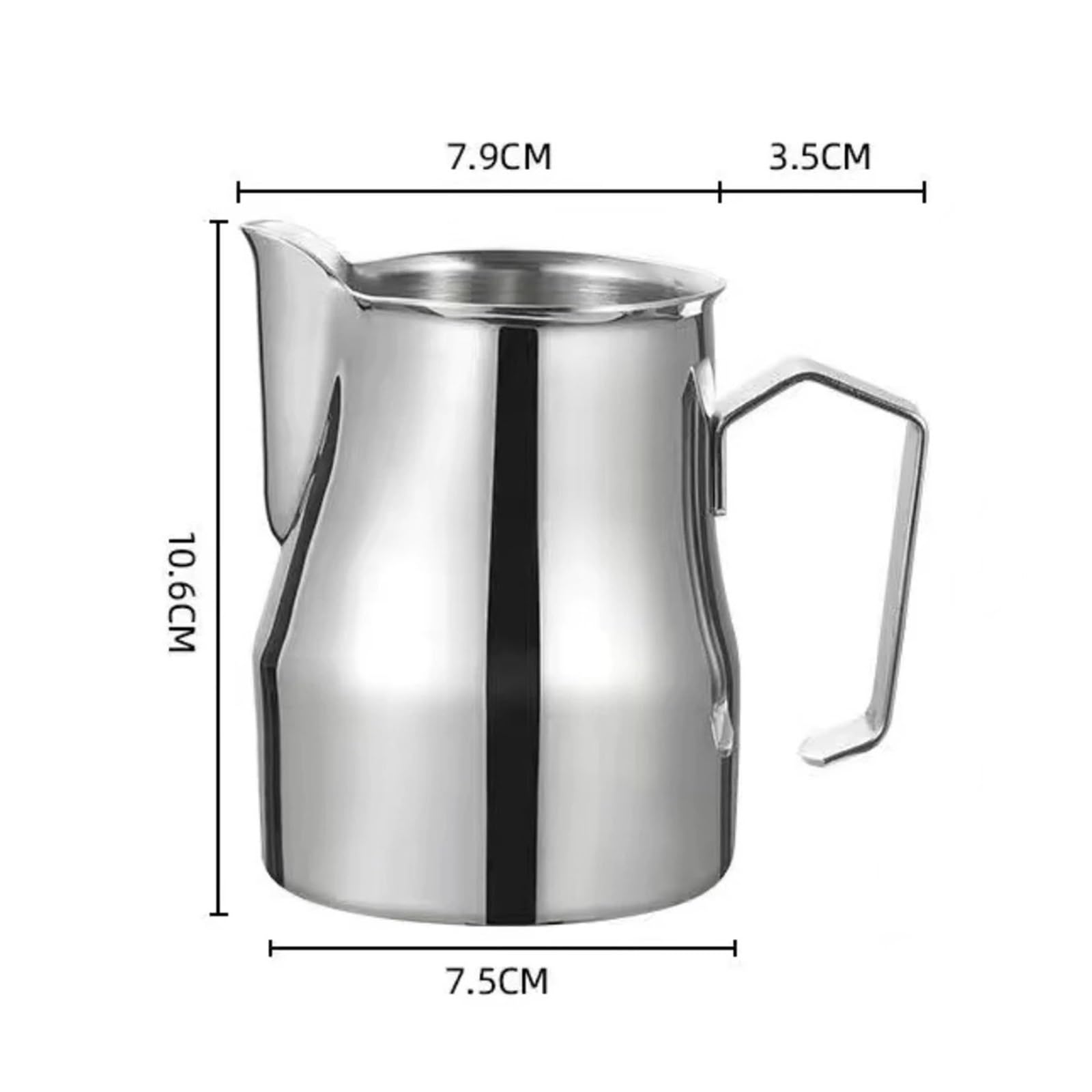 Picther for schiuma di caffè in acciaio inossidabile con manico, brocca for latte riutilizzabile for tazze for utensili da ufficio for bar