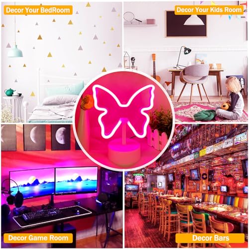 Vifulin QDJZHD.Z055P Butterfly Neon Sign Pink Neon Light, Usb/Battery Operated Butterfly Led Signs Night Lights Room Decor For Girls Bedroom, Cute Lamp Aesthetic Gifts For Birthday Party Christmas Dorm Desk Table thumb #6