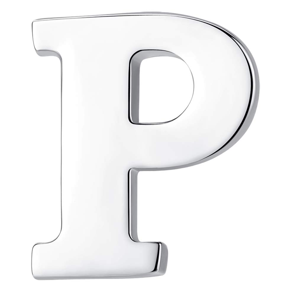 HONEY BEAR Silver Initial Letter Tie Lapel Pin Brooch for Men Women Shirt