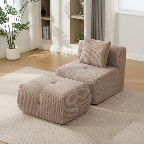 31" Boneless Chair with Ottoman, Modular Cloud Armless Accent Cha...