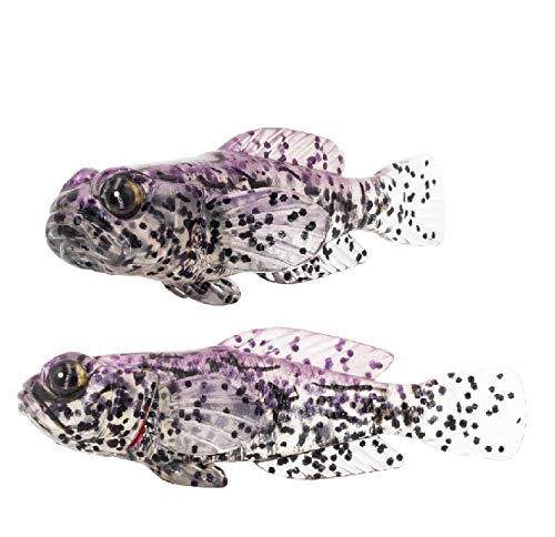 FISHN GOBYone Set of 5 7.6 cm 9 g Ultra Realistic Garbage Rubber Fish for Fishing Bass (PURPLE RAIN), standard size