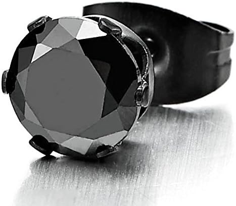 3-8MM Cubic Zirconia Mens Ladies Stud Earrings Stainless Steel, 1 Pair - Image 3